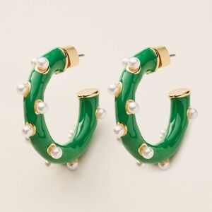 Kate Spade NY x Target Green Pearl Polka Dot Hoop Earrings